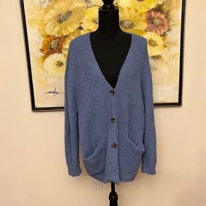 Blue fuzzy cardigan sweater size XL by Almost Famous